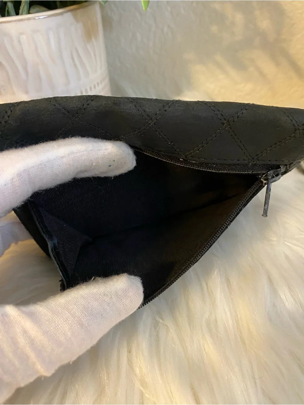 Vintage Chanel Black Quilted Envelope Wallet 1980s